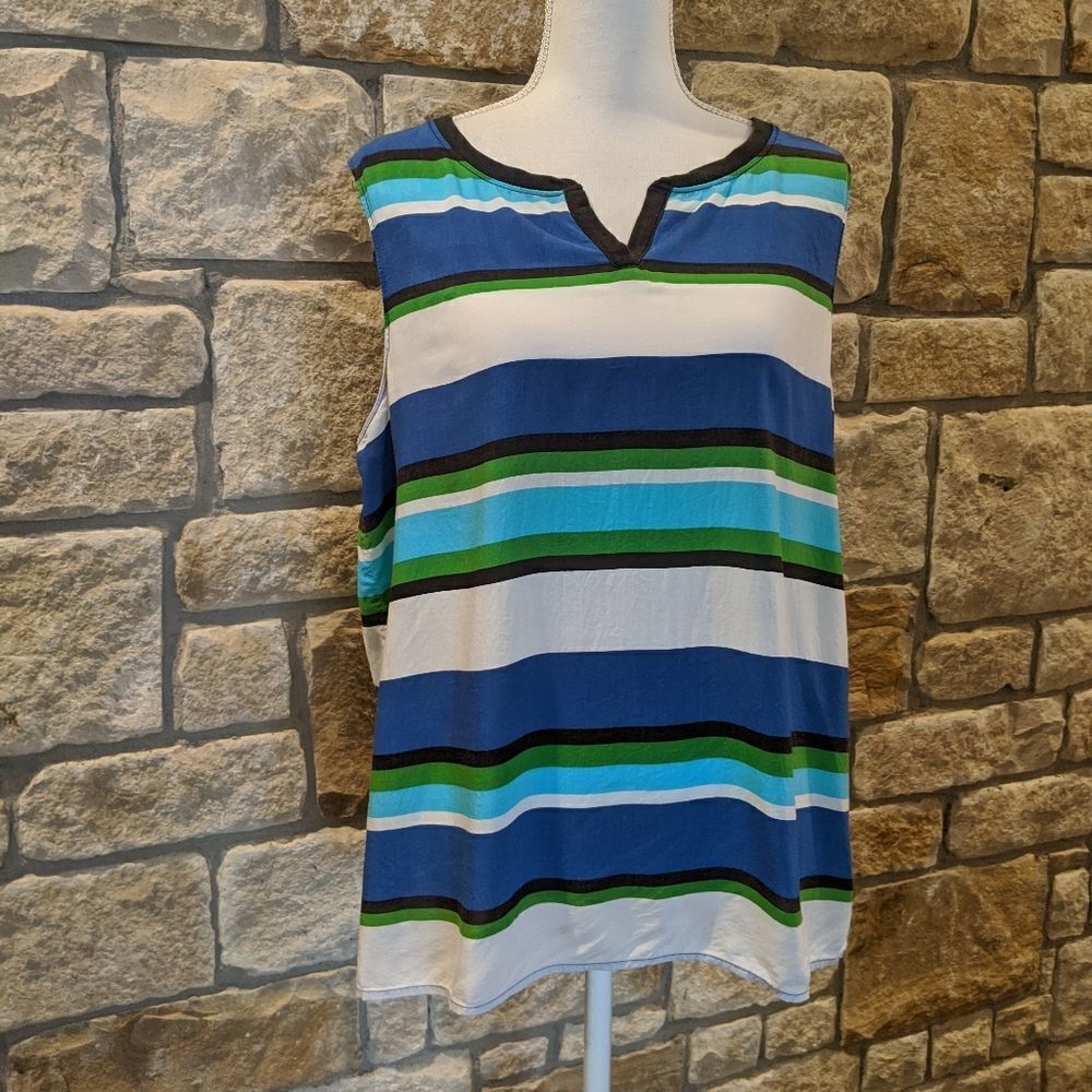 LIZ Claiborne Blue/white Stripe Top Size XL